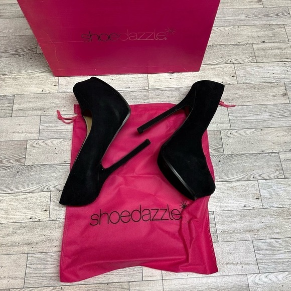 Shoedazzle | Belinda Suede Heels | Black | Size: 9 - Picture 1 of 10